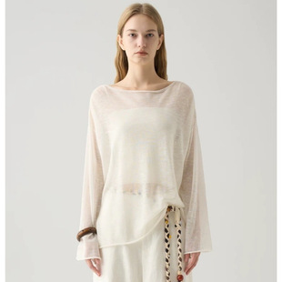 女春夏轻薄微透宽松T恤罩衫 Depict 天丝亚麻空气衫 会呼吸 White