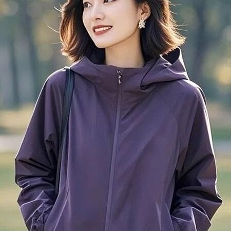 减龄漂亮洋气外套2026春秋季新款独特别致紫色外套女大码妈妈装