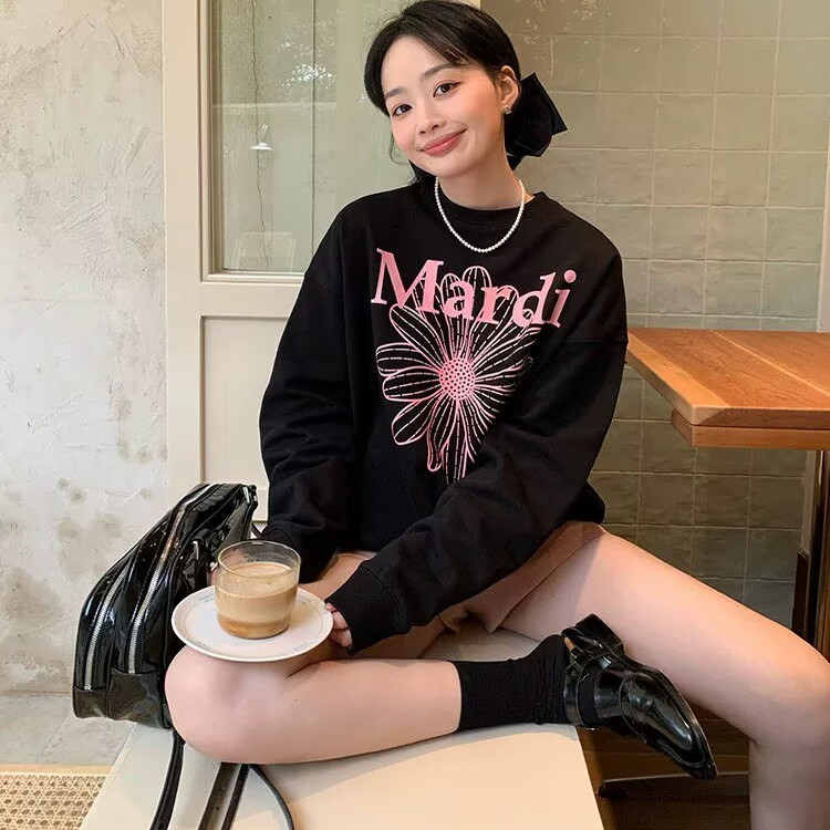 Mardi卫衣小雏菊经典腊肠狗上衣圆领刺绣印花女韩版秋冬季新款女