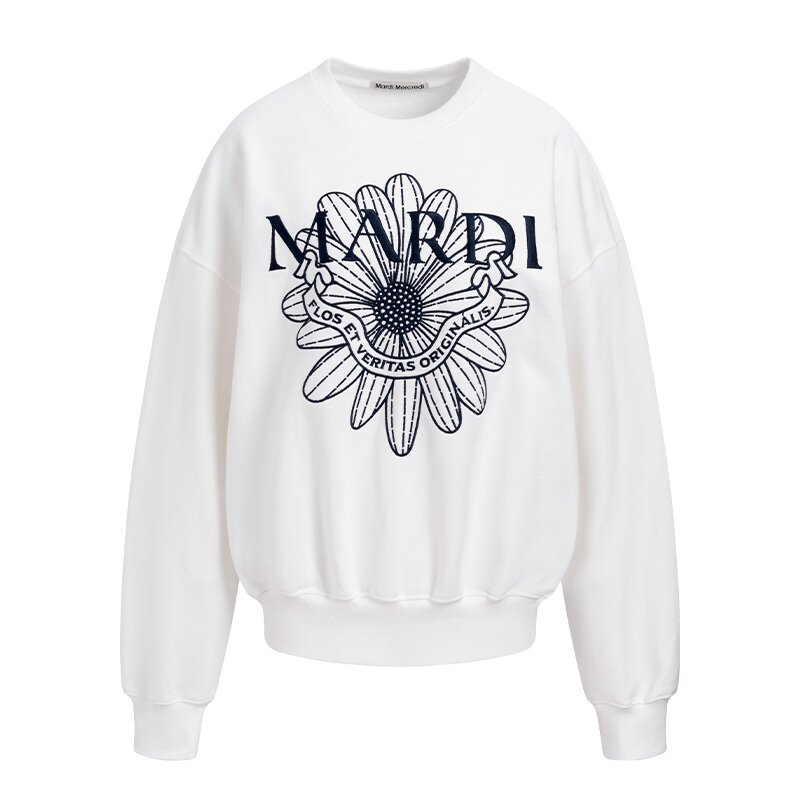 韩国Mardi卫衣明星同款潮牌小雏菊刺绣印花字母圆领秋冬外穿上衣