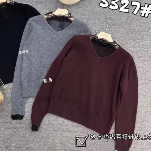 EF频道秋冬新款显瘦百搭纯色气质假两件针织衫女毛衣特价