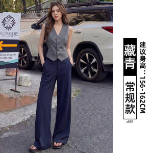 白色亚麻阔腿裤女夏薄款高腰宽松垂感老钱风棉麻休闲直筒西装裤子