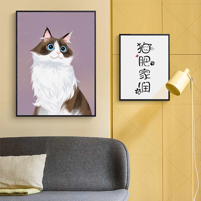 明明响当当宠物装饰画 布偶蓝猫咪壁画 客厅沙发背景墙面组合挂画图片