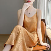 西装 专柜撤 吊带连衣裙v领中长款 夏季 打底中长裙提花连衣裙 新中式