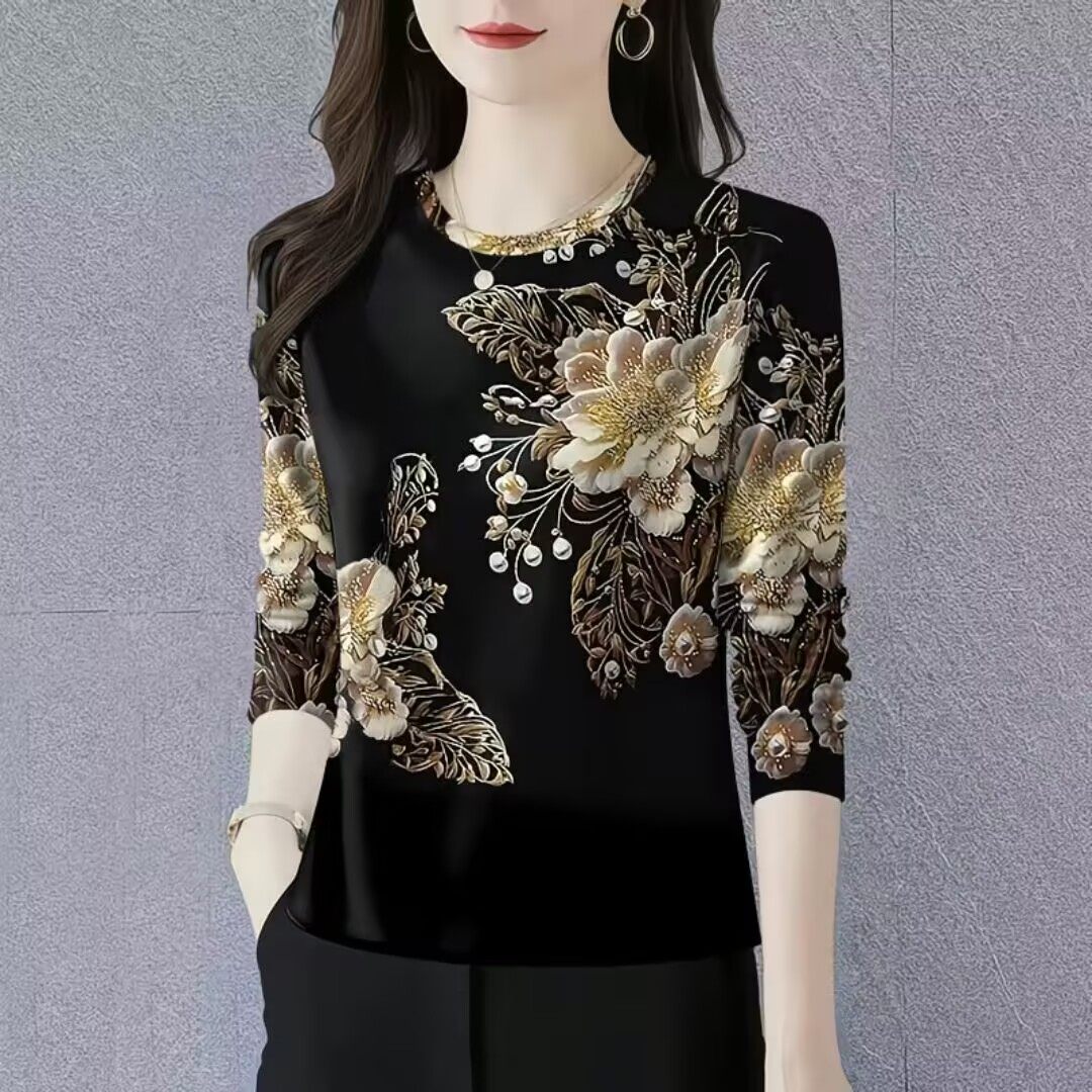 新品上新时髦圆领长袖打底衫女2025秋季时尚妈妈装遮肚洋气T恤衫,女装/女士精品,T恤,淘宝优惠券,粉丝福利购,淘宝优惠卷