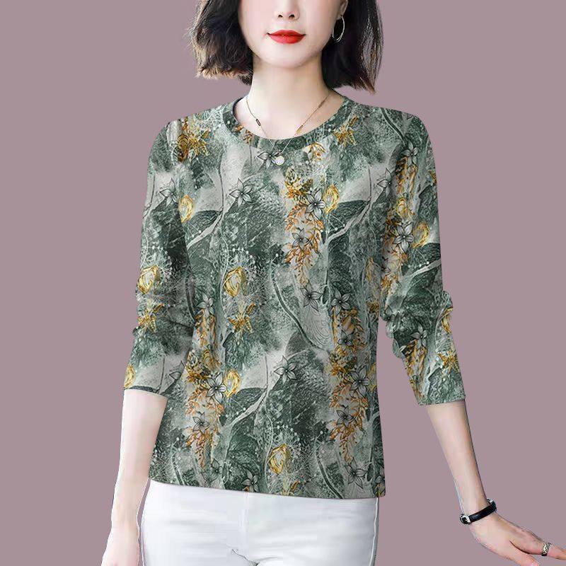 印花捡漏~高档显瘦剪标女装2024新款秋季减龄长袖遮肚T恤女上衣潮