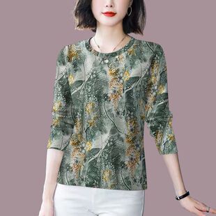 印花捡漏~显瘦剪标女装2024新款秋季减龄长袖遮肚T恤女上衣潮