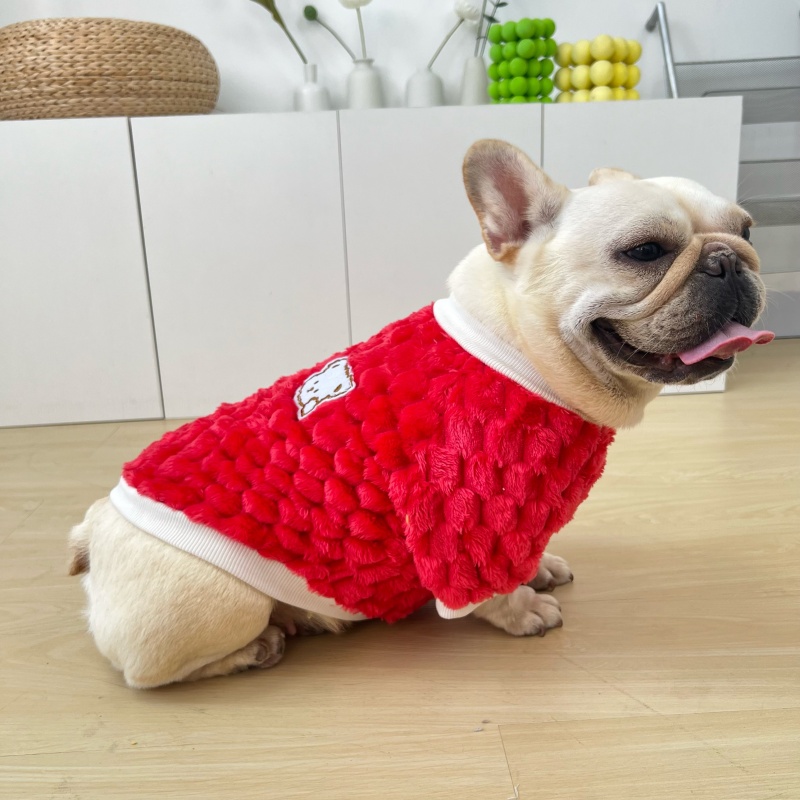 法斗衣服秋冬装加绒加厚可爱熊头卫衣金龟绒巴哥斗牛犬胖狗狗衣服