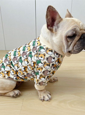 巴哥法斗衣服春秋纯棉卫衣可爱小熊T恤泰迪雪纳瑞斗牛犬狗狗衣服