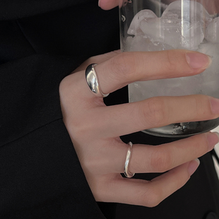 几何异型光面戒叠带设计款 质感食指戒指环 个性 S925纯银戒指女时尚