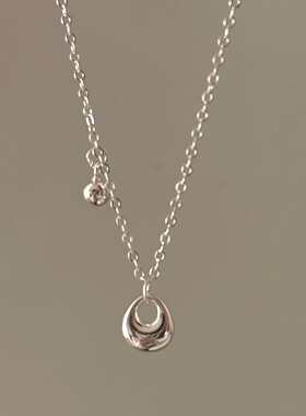 简约设计圆珠银坨吊坠纯银锁骨链