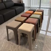 轻奢风塑料凳子家用特厚现代简约可叠放摞叠软包加厚椅子高凳板凳