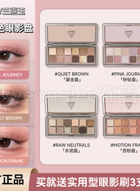 3ce12色眼影RAW NEUTRALS水泥盘哑光珠光杏粉盘MOTION大地十二色