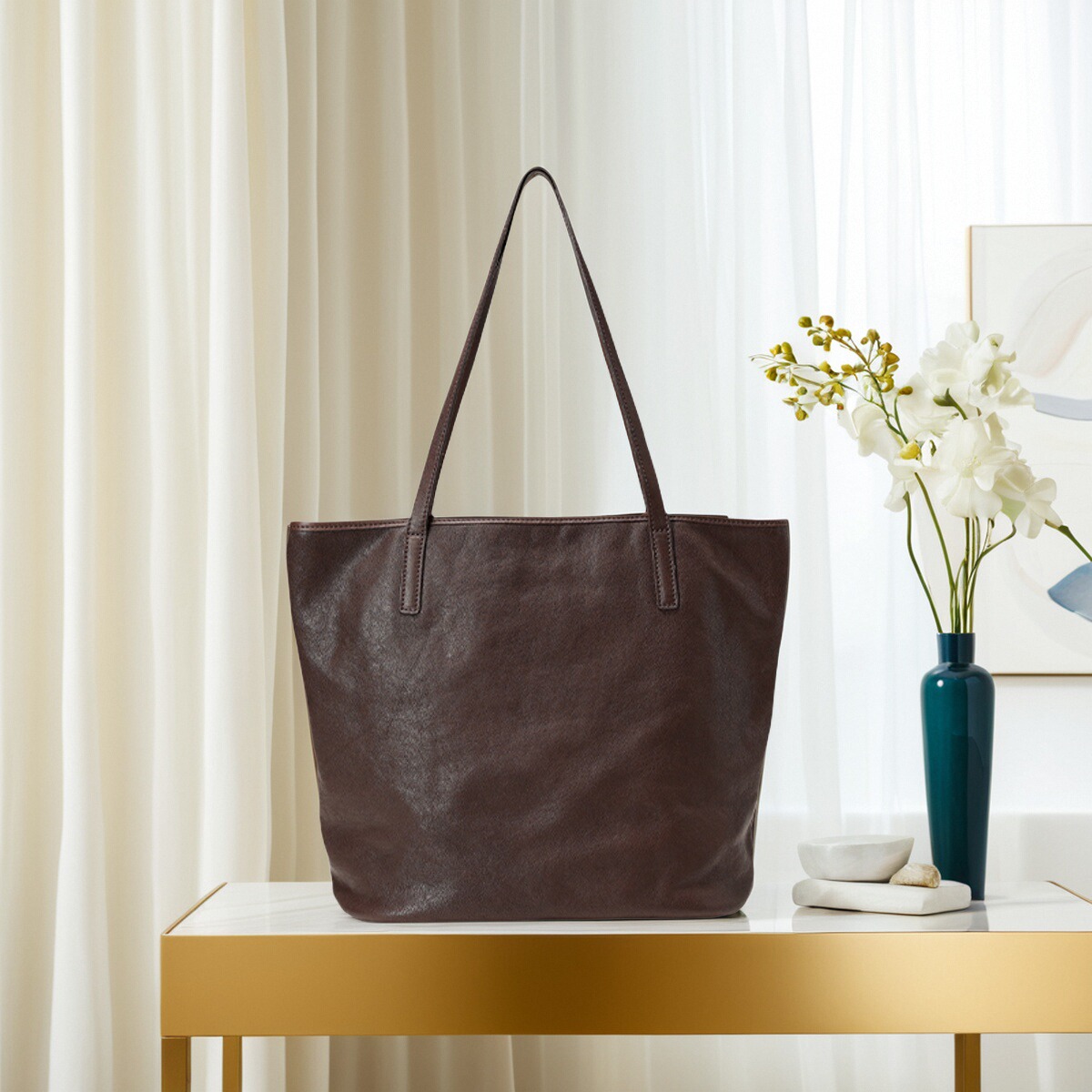 新款植鞣头层牛皮遇托特包女复古