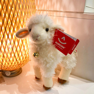 aurora仿真绵羊公仔铃铛小羊羔毛绒玩具羊驼玩偶儿童生日礼物娃娃