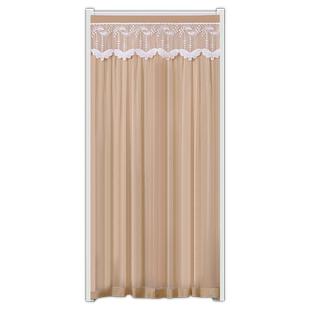 卧室门帘防蚊纱窗帘自粘伸缩杆通风不透人蕾丝防隐私公主双层纱帘