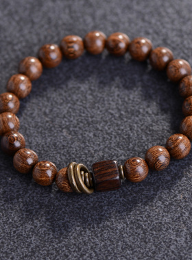 包邮金丝檀木手串金丝楠木沉香乌木阴沉木佛珠女士情侣手链饰品8m