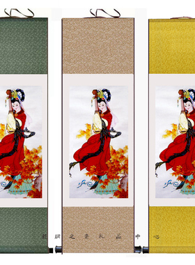 丝绸画国画美女工笔彩墨画王昭君四大美女图客厅书房装饰卷轴挂画
