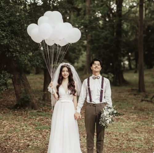 新款影楼新娘结婚婚纱照内外景道具摆拍旅拍写真18寸纯白色大气球