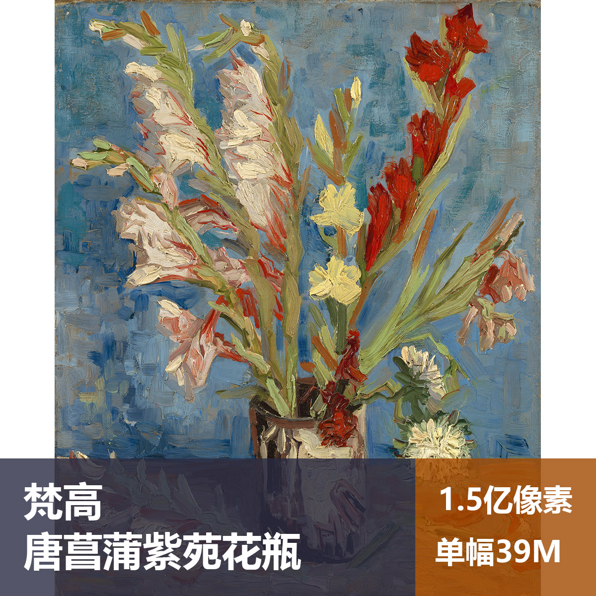 唐菖蒲紫苑花瓶梵高高清油画原版作品装饰画喷绘图片素材