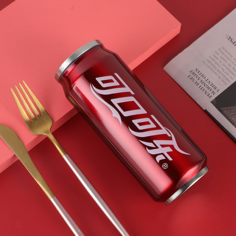 定制刻字咖啡水杯便携可乐瓶儿童吸管易拉罐不锈钢保温杯学生水壶