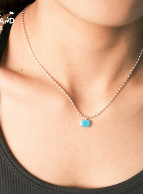 野矿岛绿松小方块设计吊坠女