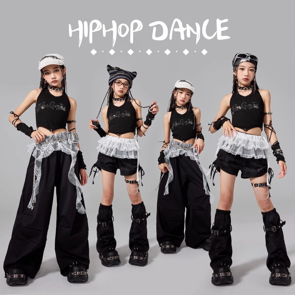 女童爵士舞服装潮酷时髦模特走秀街舞潮服儿童演出服舞蹈服表演服