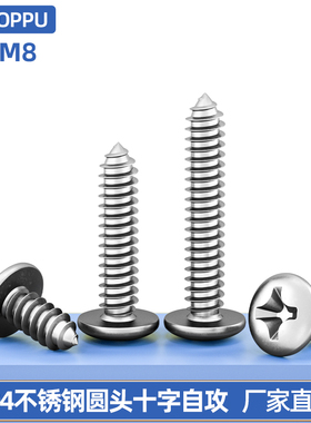 304不锈钢自攻螺丝十字圆头自攻丝木螺丝钉自攻螺钉大全M1-M4M6M8