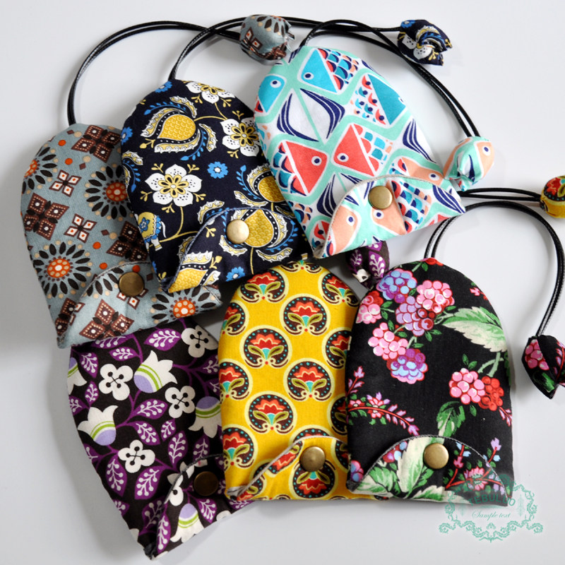 手工布艺钥匙包抽拉式女士钥匙包汽车遥控器钥匙保护套定制