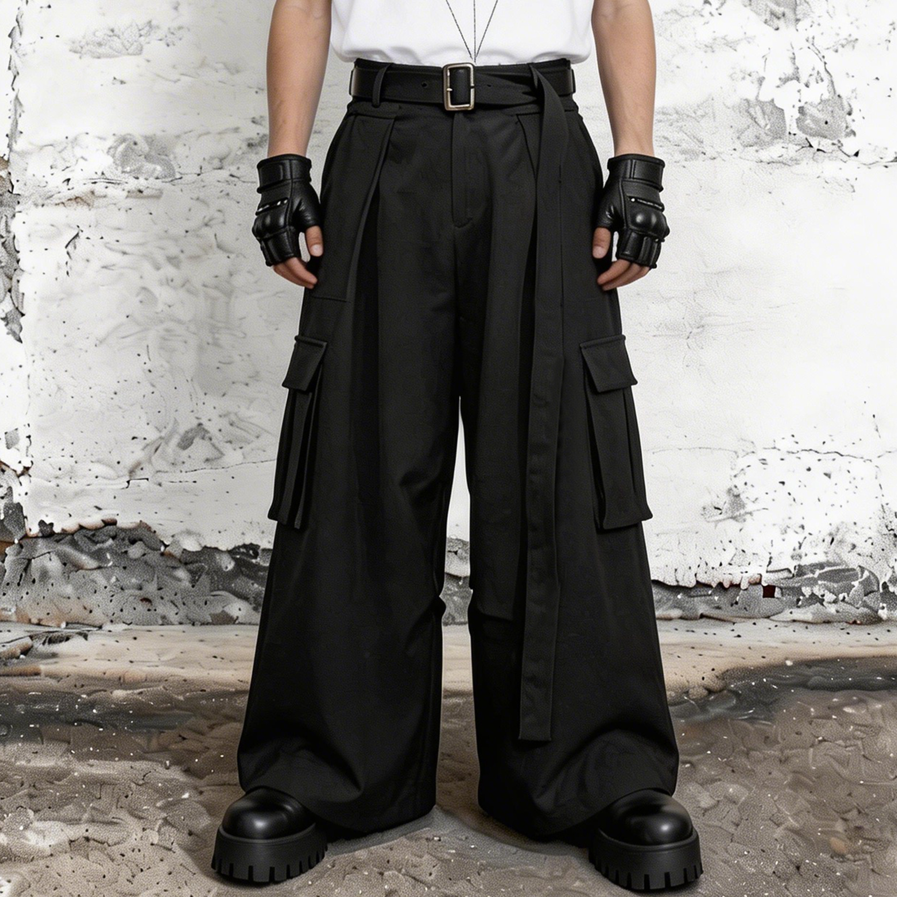 裤子男款直筒工装西裤休闲黑色宽松阔腿裤日常大裤脚青少年夏季薄