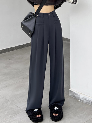 灰色西装裤女春秋高腰