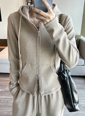 ebenb四色秋冬德绒卫衣2024年新款开衫拉链连帽外套休闲女士上衣