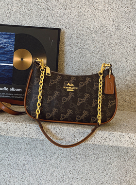 高级感轻奢小众老花月牙包女式2025新款时尚百搭腋下包质感单肩包