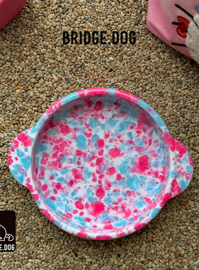 韩国进口Bridge.dog大理石泼墨树脂碗宠物食盆BD飞碟双耳猫碗狗碗