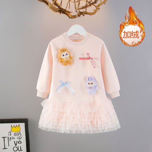 女童爱莎卫衣裙加绒冬季