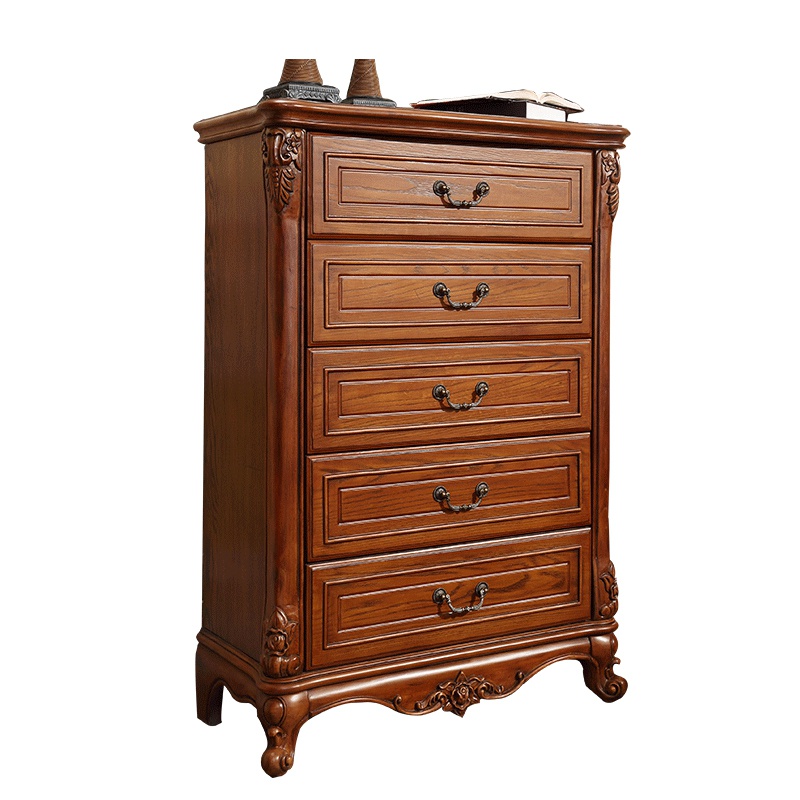 美式五斗柜实木乡村卧室家具五斗橱欧式复古客厅抽屉收纳储物柜子