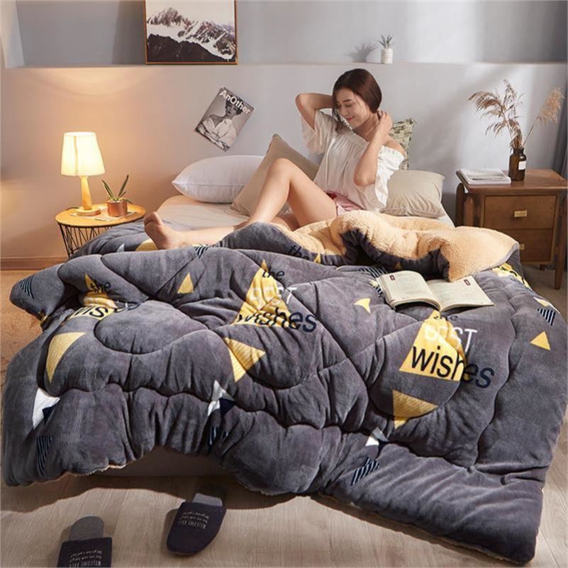 午休加冬厚季被子大号寝qt棉1.8m米被室女羊羔绒双层双面冬被春秋
