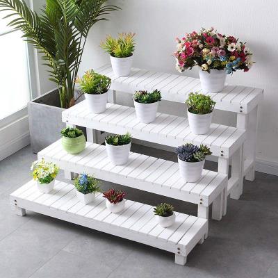 矮花架子小单层落地式实木客厅绿萝欧式凳子单个白色放花盆的阳台