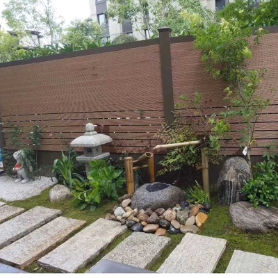 日式枯山水石钵石槽自然石盆花园小品庭院景观禅意竹子流水摆件