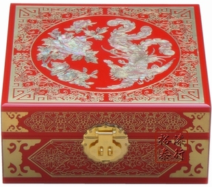 古典复古铜丝贝壳平遥推光漆器首饰盒结婚过年送礼礼品 木质中式