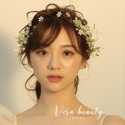 森系新娘仙女风韩式白色花朵头饰头花婚纱婚礼结婚造型发饰花环