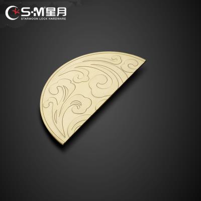 新中式纯铜柜子半圆形柜门对开门把手书柜拉手橱柜抽屉全铜小柜子