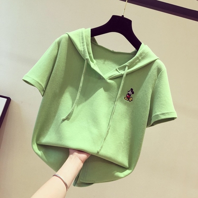 Hooded Sweater T-shirt Short sleeved 2020 summer have cash less than that is registered in the accounts Easy Mickey Cap pure cotton pinkycolor jacketin the Women's clothing/Boutique , T-shirt  category - from Buy2taobao.com to provide professional Taobao agent buy service