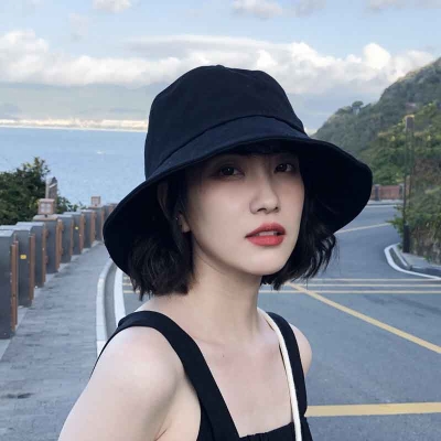 黑色渔夫帽网红ins遮阳帽女防晒遮脸日系太阳帽薄款女式帽子夏款