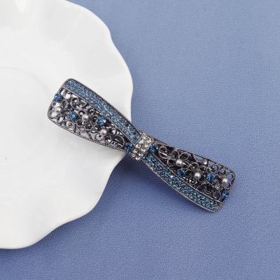 镶钻中年发饰后脑勺头饰发夹顶夹发卡复古发夹水钻横夹发卡头夹