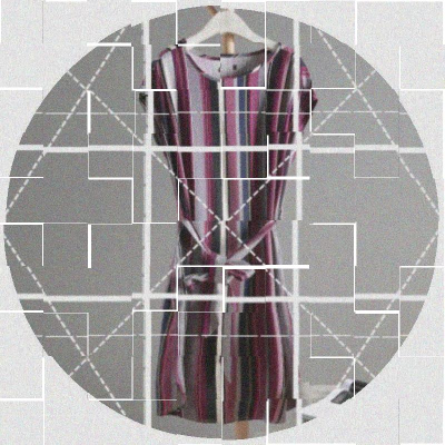 气质夏季 连衣裙女 无袖 知性优雅 新款 条纹撞色圆领系带收腰中长款