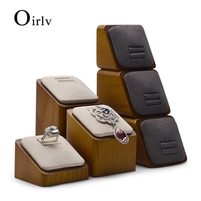 新品实木三件套戒指架托凹槽创意戒指托架摆件珠宝展示道具