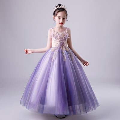 儿童礼服女童生日公主裙蓬蓬纱长款花童婚纱小主持人钢琴演出服装