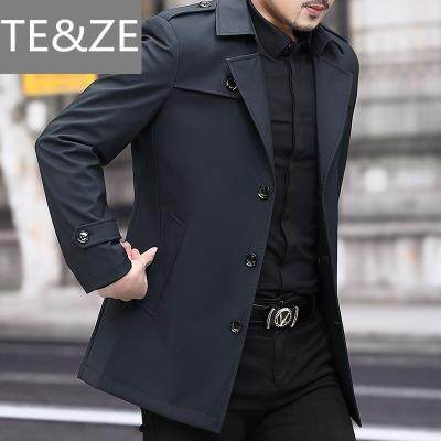 TEZE 男装商务夹克衫风衣中长短款领外套休闲2020春秋季中年男