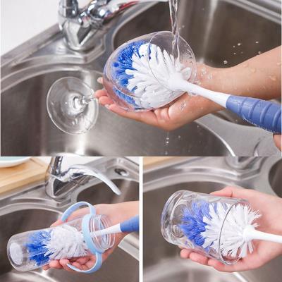 Long handle baby sponge pacifier brush baby washing bottle brush set 360 degree rotating nylon cleaning brush